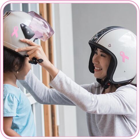 Jenaai 100 Pcs Pink Ribbon Breast Cancer Awareness Football Helmet Decals Ribbon Decals Stickers Football Helmet Stickers for Cancer Awareness Events Support Fundraisers in Saudi Arabia