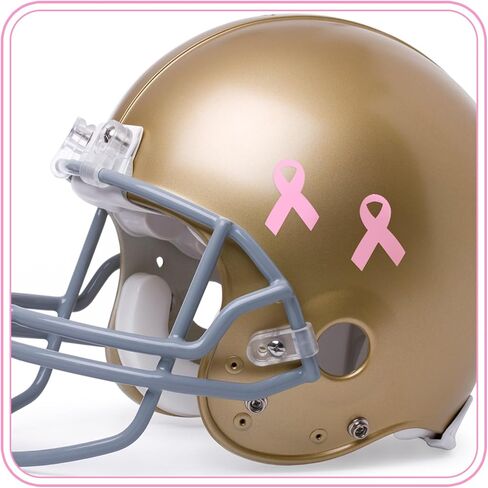 Jenaai 100 Pcs Pink Ribbon Breast Cancer Awareness Football Helmet Decals Ribbon Decals Stickers Football Helmet Stickers for Cancer Awareness Events Support Fundraisers in Saudi Arabia
