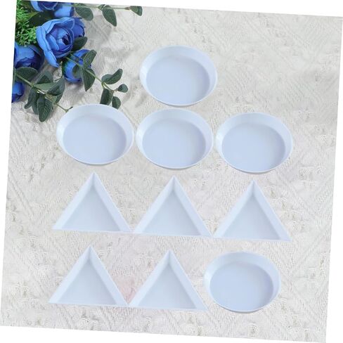 Gadpiparty 2sets 10pcs Plastic Watercolor Palette Triangle Round Paint Trays for DIY Crafting Art Students and Outdoor Painting Activities 10pcs*2 in Saudi Arabia