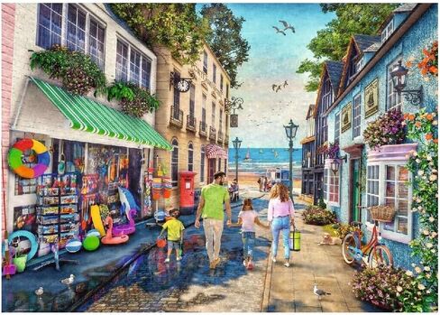 Ravensburger - Seaview Lane - 1000 Piece Jigsaw Puzzle - Stunning, Vivid Colors - Inspired Family Scene - Quaint Seaside Town - Puzzles for Adults in Saudi Arabia