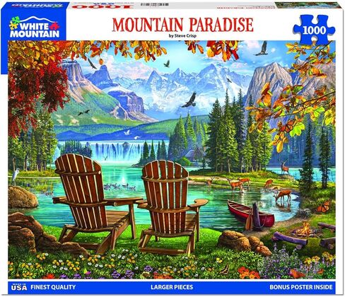 White Mountain Paradise Fall Puzzle 1000 Piece Puzzles for Adults Scenic Landscape Nature Jigsaw in Saudi Arabia