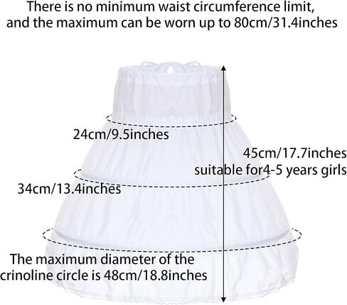 baotongle Girls Petticoat Underskirt with 3 Hoops Full Slip Girls Petticoat Crinoline Skirt for Party Daily Dress in Saudi Arabia