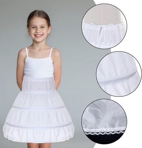 baotongle Girls Petticoat Underskirt with 3 Hoops Full Slip Girls Petticoat Crinoline Skirt for Party Daily Dress in Saudi Arabia