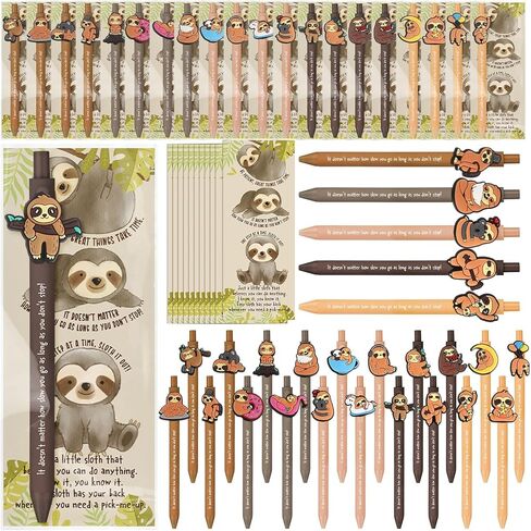 25 Set Sloth Party Favors Bulk Inspirational Ballpoint Pens with Positive Bookmarks Gifts for Students Sloth Birthday Party Favor Decorations in Saudi Arabia