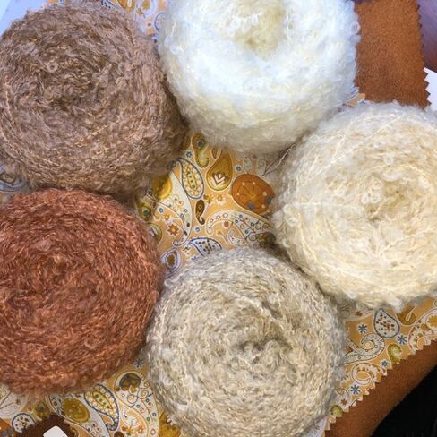 50g (Off White) Soft Plush Wool Acrylic Fancy Loop Yarn for Doll Hair Making,Crochet Knitting,Needle Felting Doll Hair | Curly Hair Coils of Wool Felt Carded Sheep Wool,Roving,Fiber in Kuwait