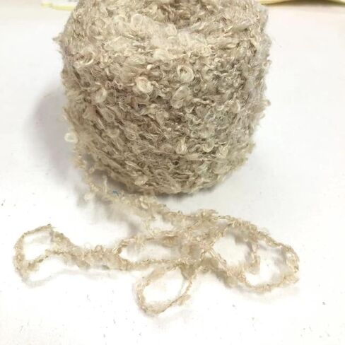50g (Off White) Soft Plush Wool Acrylic Fancy Loop Yarn for Doll Hair Making,Crochet Knitting,Needle Felting Doll Hair | Curly Hair Coils of Wool Felt Carded Sheep Wool,Roving,Fiber in Kuwait