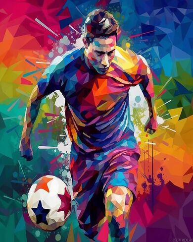 ZUVRDIAI Paint by Number for Adult Kit, DIY Acrylic Paint by Numbers for Adults Beginner Soccer Player Oil Painting by Number on Canvas for Home Wall Decor 16x20Inch in Saudi Arabia