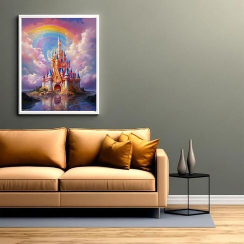 XTXGERL Paint by Numbers, Rainbow Castle Clouds, Adult Crafts Adult Paint by Number Kits, Arts Crafts for Home Decor (No Frame,16x20 inch) in Saudi Arabia