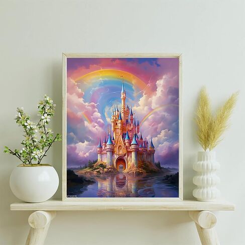 XTXGERL Paint by Numbers, Rainbow Castle Clouds, Adult Crafts Adult Paint by Number Kits, Arts Crafts for Home Decor (No Frame,16x20 inch) in Saudi Arabia