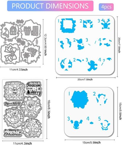 GLOBLELAND 3D Cracks Santa Claus Clear Stamps Cutting Dies Painting Stencils for Card Making Reindeer Snowman Gingerbread Man Silicone Stamp Die Cuts Gingerbread Man Craft Template for Scrapbooking in Saudi Arabia