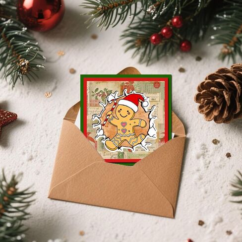 GLOBLELAND 3D Cracks Santa Claus Clear Stamps Cutting Dies Painting Stencils for Card Making Reindeer Snowman Gingerbread Man Silicone Stamp Die Cuts Gingerbread Man Craft Template for Scrapbooking in Saudi Arabia