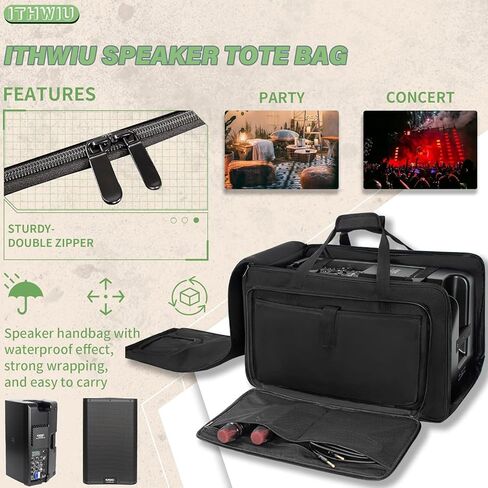 Speaker Bag with Thickened Sponge for Compact 15" Speaker Cabinets; Heavy-Duty Fits QSC K15, Yamaha DXR15 and more (IT-TOTE15), Black in Kuwait