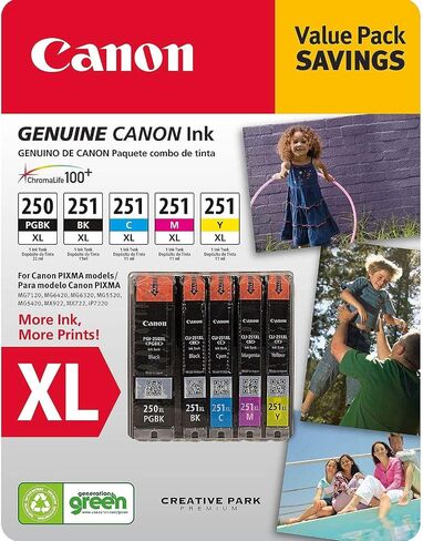 Canon PGI-250XL, CLI-251XL C/M/Y/K Ink Cartridges Value Pack (5 Cartridges) in Saudi Arabia