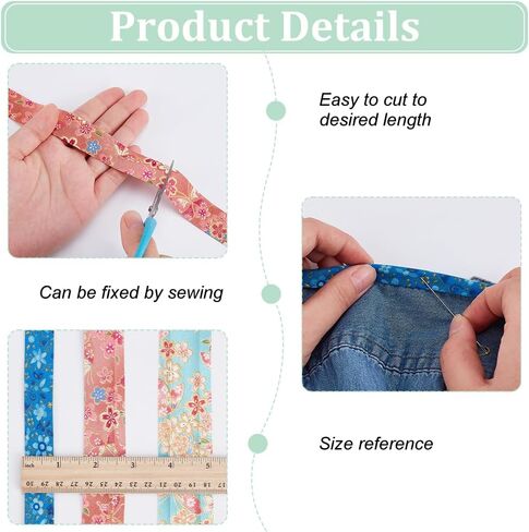 FINGERINSPIRE 8.2 Yard 3 Colors Floral Double Fold Bias Tape 7/8 inch Floral Printed Bias Binding Ribbon Cotton Webbing Strap for DIY Crafts Sew on Binding Edge Fabric Ribbon in Saudi Arabia