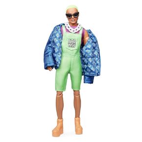 Barbie BMR1959 Ken Fully Poseable Fashion Doll with Neon Hair, in Neon Overalls and Puffer Jacket, with Accessories and Doll Stand in Saudi Arabia