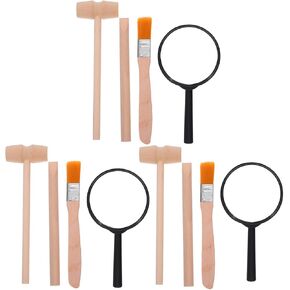 Angoily 3 Sets of Excavation Tools: Archaeological Dig Tool Kit for Kids with Mini Hammer Chisel Brush Scraper and Magnifier Kit for Dinosaur Excavation and Gem Discovery 12Pcs in Kuwait