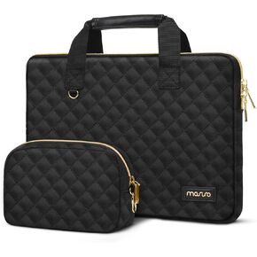 MOSISO Laptop Sleeve Compatible with MacBook Air/Pro, 13-13.3 inch Notebook, Compatible with MacBook Pro 14 inch M4 M3 M2 M1 2025-2021, Square Quilted Bag with Detachable Small Case&Handle, Black in Saudi Arabia