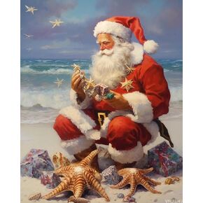 VNUIEHG Paint by Numbers Christmas Santa Claus for Adults, Acrylic Oil Painting by Numbers Kits for Beginner with Paintbrushes Brushes Art Crafts Canvas for Home Decor 16x20 inch / 40x50 cm in Kuwait