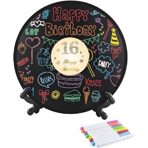 Vinyl Record Sweet 16 Birthday Decorations 11.6"X11.6", 16th Birthday Decorations Party Favor Sign Poster, 16th Birthday Guest Book Alternative, Great Sweet 16 Gifts for Girls or Boys (16 Years Old) in Saudi Arabia