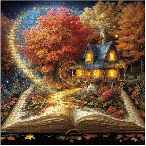 Magic Books Fall Scenic Puzzles for Adults 1000 Pieces Nature, Fantasy Flower Autumn Landscape Jigsaw Puzzles, Impossible Challenging Art Puzzle in Kuwait