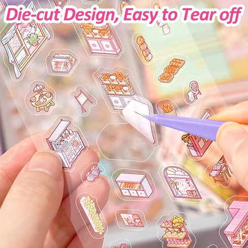 50 Sets 3D Sticker Scenes for Adults Make Your Own House, Miniature Cute Cartoon Animal Isometric Scene, Cozy Room Sticker Book Sticker House for Relief Stress Pass The Time, Stickers for Gifts in Saudi Arabia