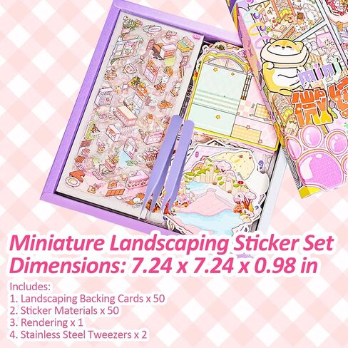 50 Sets 3D Sticker Scenes for Adults Make Your Own House, Miniature Cute Cartoon Animal Isometric Scene, Cozy Room Sticker Book Sticker House for Relief Stress Pass The Time, Stickers for Gifts in Saudi Arabia