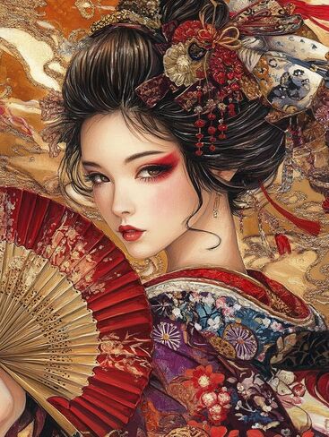 5D Beautyl Geisha Girl Diamond Art 12x16 Inch Full Drill Diamond Painting Kits for Adults & Beginners - DIY Art Crafts for Relaxation and Home Wall Decor 802A in Saudi Arabia
