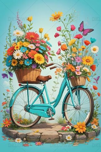 DKLOWK Diamond Painting Kits for Adults - Bicycle DIY 5D Full Drill Diamond Dots Paintings with Diamonds Gem Art and Crafts Home Decor 8x12inch in Kuwait