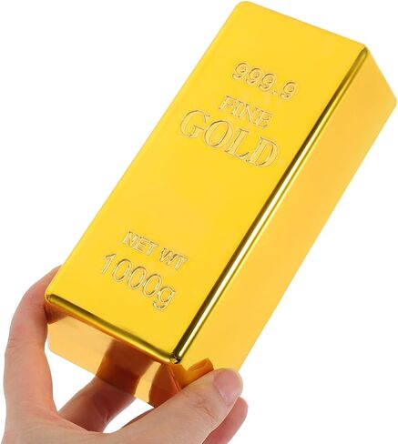 Kisangel 2Pcs Fake Gold Bar Golden Brick Replica Bullion Decorative Movie Prop Novelty Gift Pirate Party Supplies in Saudi Arabia