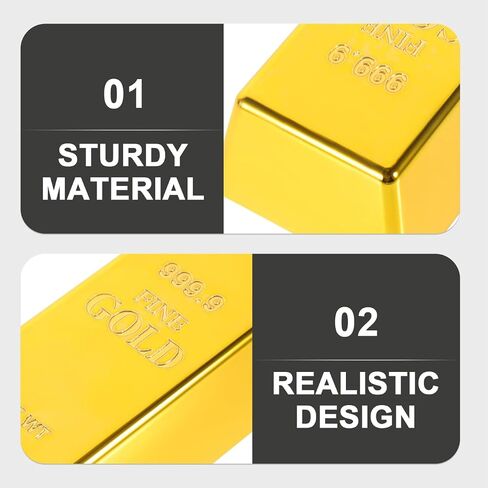Kisangel 2Pcs Fake Gold Bar Golden Brick Replica Bullion Decorative Movie Prop Novelty Gift Pirate Party Supplies in Saudi Arabia