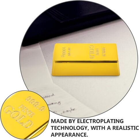 Kisangel 2Pcs Fake Gold Bar Golden Brick Replica Bullion Decorative Movie Prop Novelty Gift Pirate Party Supplies in Saudi Arabia