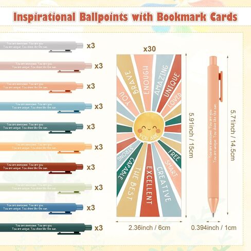 30 Sets Pharmacy Gifts Bulk Inspirational Boho Smiling Sun Ballpoint Pens with Bookmarks Motivational Pharmacy Week Gifts for Medical Assistant Technician Coworker in Saudi Arabia