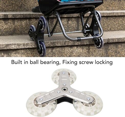 Replacement Stair Climbing Wheel, Plastic Silent Rotatable Shopping Laundry Cart Wheel, Trolley Climbing Triangle Wheel Built in Ball Bearing for Foldable Cart in Saudi Arabia