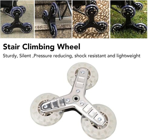 Replacement Stair Climbing Wheel, Plastic Silent Rotatable Shopping Laundry Cart Wheel, Trolley Climbing Triangle Wheel Built in Ball Bearing for Foldable Cart in Saudi Arabia