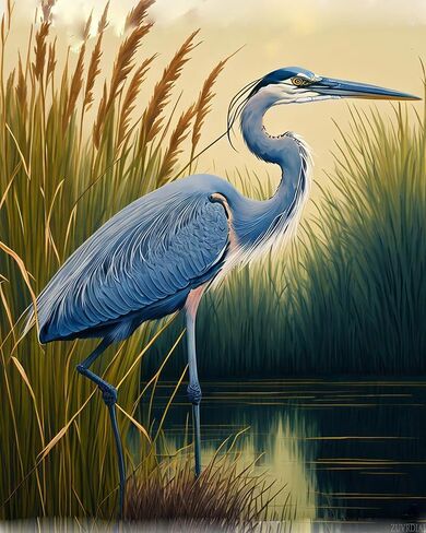 ZUVRDIAI DIY Paint by Number for Adults Beginner, Blue Heron Bird Painting by Number Kits on Canvas, Adult Oil Paint by Number for Home Living Room Decorative 16x20Inch No Frame in Saudi Arabia