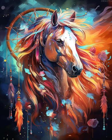OKSGYTA Paint by Numbers Horse for Adults, Acrylic Oil Painting by Numbers Kits for Beginner with Paintbrushes Brushes Paintwork Art Canvas for Home Decor 16x20 Inch in Saudi Arabia