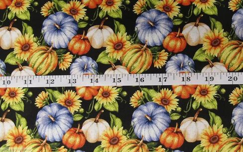 Generic 45 x 36 Fall Autumn Thanksgiving Teal and Orange Leaves on Black 100% Cotton Fabric in Saudi Arabia