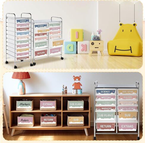 48 PCS Rolling Cart Labels Bohemian Color Drawer Rolling Storage Cart Labels Boho Rainbow Classroom Decors Teacher Must Have 10 and 12 Drawers Carts Label for Teachers Office Classroom Organization in Saudi Arabia