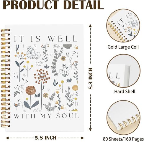 Lzyrf Boho Floral Christian Notebook Journal ، إنه جيد مع دفاتر روحي للكتاب المقدس لأخذ الملاحظات ، وهدايا مسيحية للنساء ، ومجلة الصلاة ، دفتر غلاف فوتوغرافي ، 5.5 × 8.3 بوصة in Kuwait