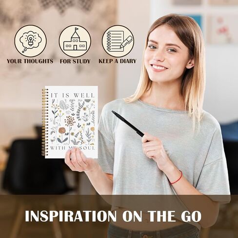 Lzyrf Boho Floral Christian Notebook Journal ، إنه جيد مع دفاتر روحي للكتاب المقدس لأخذ الملاحظات ، وهدايا مسيحية للنساء ، ومجلة الصلاة ، دفتر غلاف فوتوغرافي ، 5.5 × 8.3 بوصة in Kuwait
