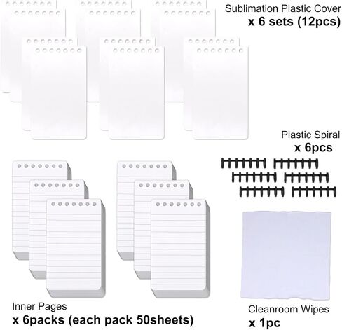 6 Pack Sublimation Waterproof Stone Paper Notebook Blanks, 3"x 5" Small Top Spiral Note book, Mini Weatherproof Stonepaper Pocket Notepad, DIY Cover and Back, for School Home Office in Saudi Arabia
