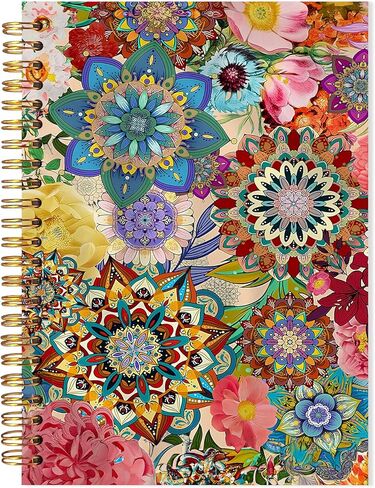 LADOCK BOHO MANDALA FLOLOR Noteboor ، مجلة جمالية الزهور القصوى للنساء ، دفتر ملاحظات زهرية رجعية ، بوهوت المكتبية ، 5.5 × 8.3 in Saudi Arabia
