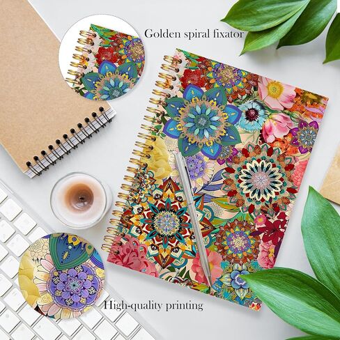 LADOCK BOHO MANDALA FLOLOR Noteboor ، مجلة جمالية الزهور القصوى للنساء ، دفتر ملاحظات زهرية رجعية ، بوهوت المكتبية ، 5.5 × 8.3 in Saudi Arabia