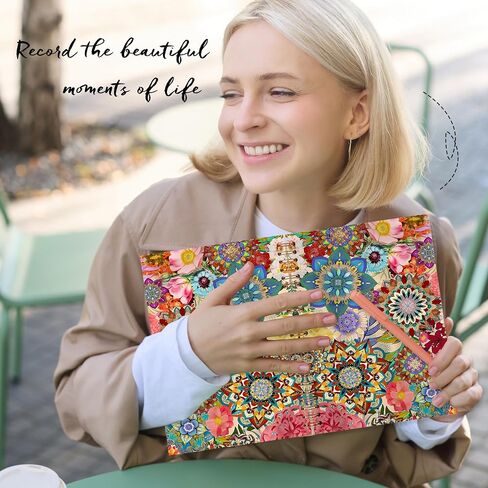 LADOCK BOHO MANDALA FLOLOR Noteboor ، مجلة جمالية الزهور القصوى للنساء ، دفتر ملاحظات زهرية رجعية ، بوهوت المكتبية ، 5.5 × 8.3 in Saudi Arabia
