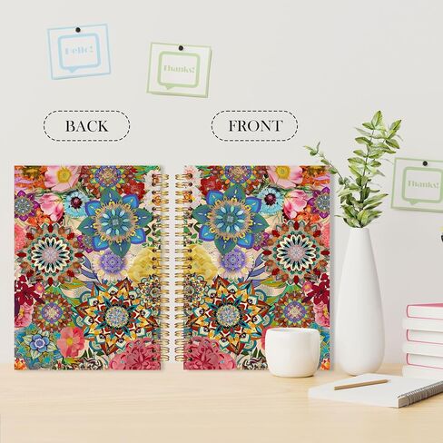 LADOCK BOHO MANDALA FLOLOR Noteboor ، مجلة جمالية الزهور القصوى للنساء ، دفتر ملاحظات زهرية رجعية ، بوهوت المكتبية ، 5.5 × 8.3 in Saudi Arabia