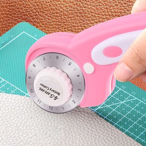 45mm Rotary Cutter with 10pcs Extra Blades, Rotary Fabric Cutter with Safet-y Lock Ergonomic Handle Rotar-y C-utter Tool for Quilting Sewing Arts Crafts Dressmaking(COLOR:pink) in Saudi Arabia