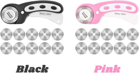 45mm Rotary Cutter with 10pcs Extra Blades, Rotary Fabric Cutter with Safet-y Lock Ergonomic Handle Rotar-y C-utter Tool for Quilting Sewing Arts Crafts Dressmaking(COLOR:pink) in Saudi Arabia