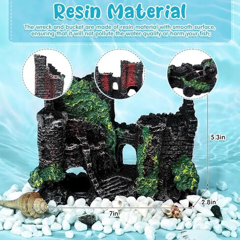 Hydren 10 PCS Aquarium Decorations Kit Fish Tank Decorations st leg traseors treasure Resin Resin in Kuwait