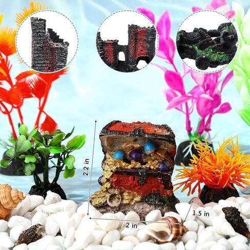 Hydren 10 PCS Aquarium Decorations Kit Fish Tank Decorations st leg traseors treasure Resin Resin in Kuwait