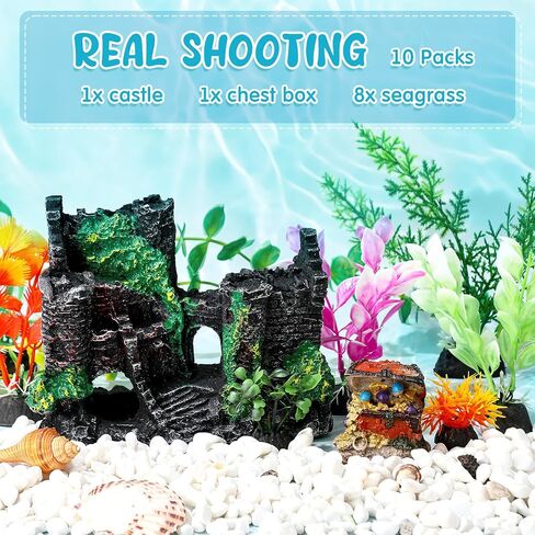 Hydren 10 PCS Aquarium Decorations Kit Fish Tank Decorations st leg traseors treasure Resin Resin in Kuwait
